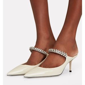 JIMMY CHOO
Bing Patent Crystal-Embellished Mules